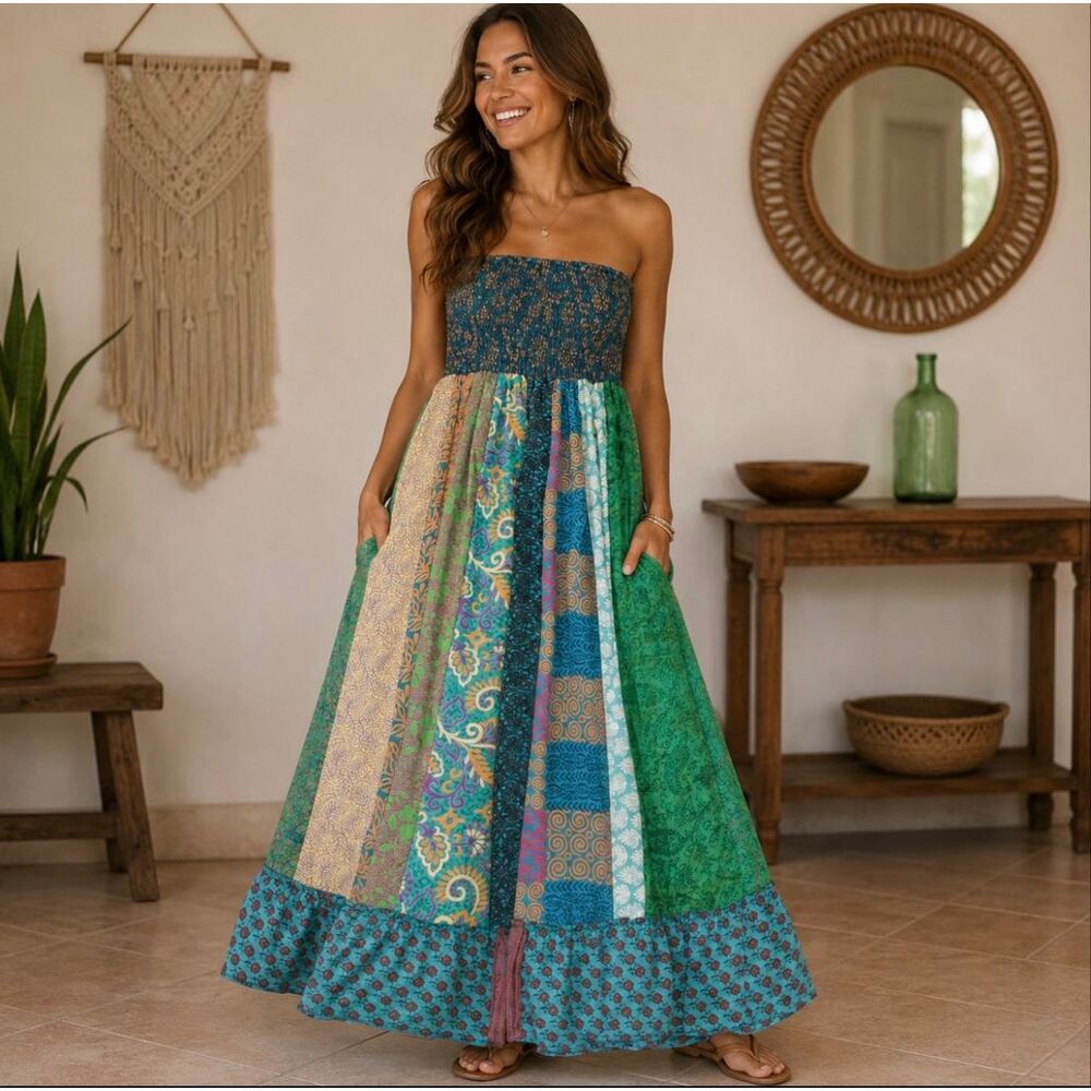 NWT Bohemian Earthbound maxi halter dress small